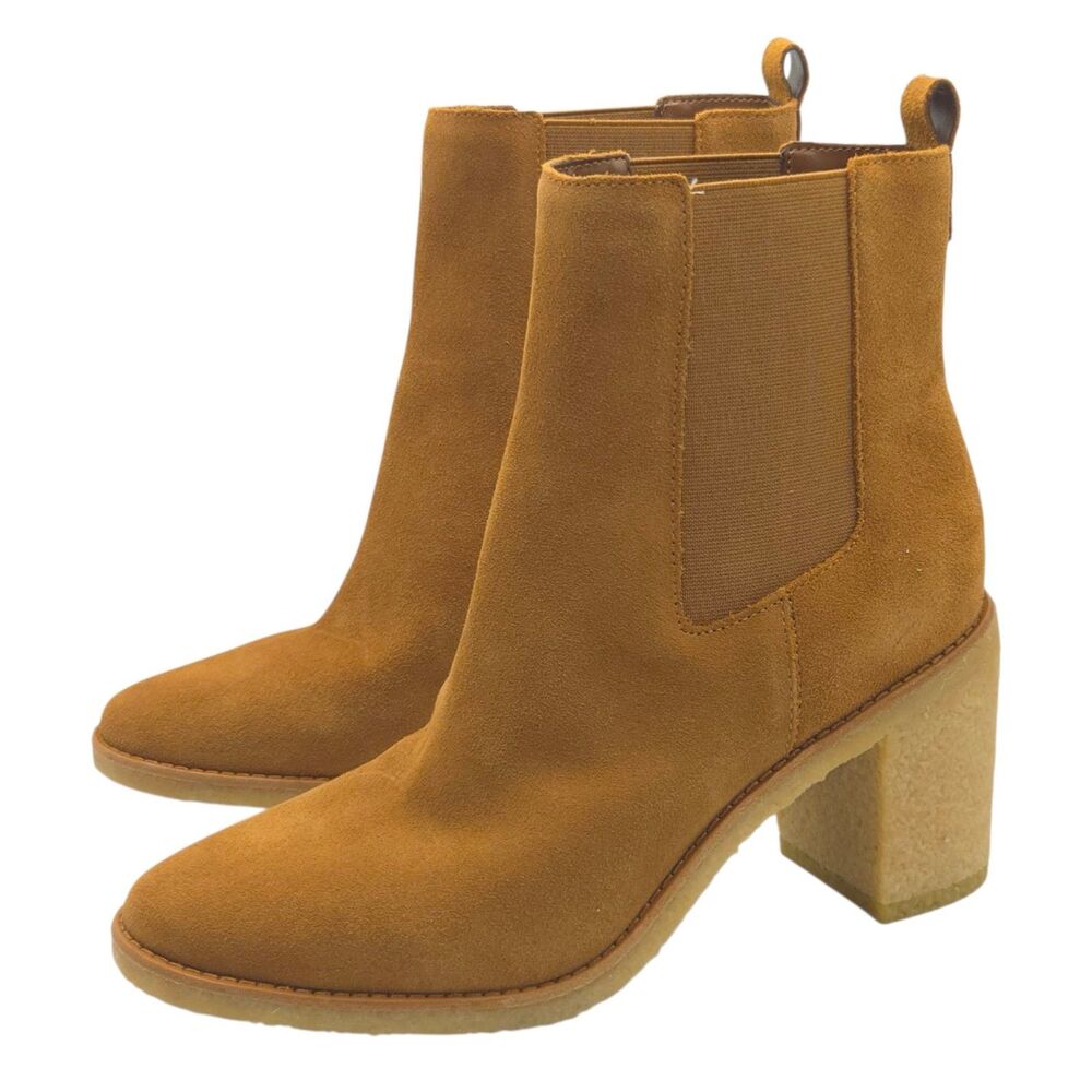 Lauren Ralph Lauren Marianna Camel Water Repellent Suede Chelsea Booties 10B NEW